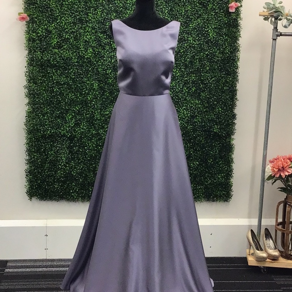Bari Jay Lavender Satin Maxi Dress